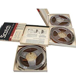 Lot 3 Vtg Scotch Brand Magnetic 5" Reel Recording Tapes RB5 Box Retro 600ft 1.5M